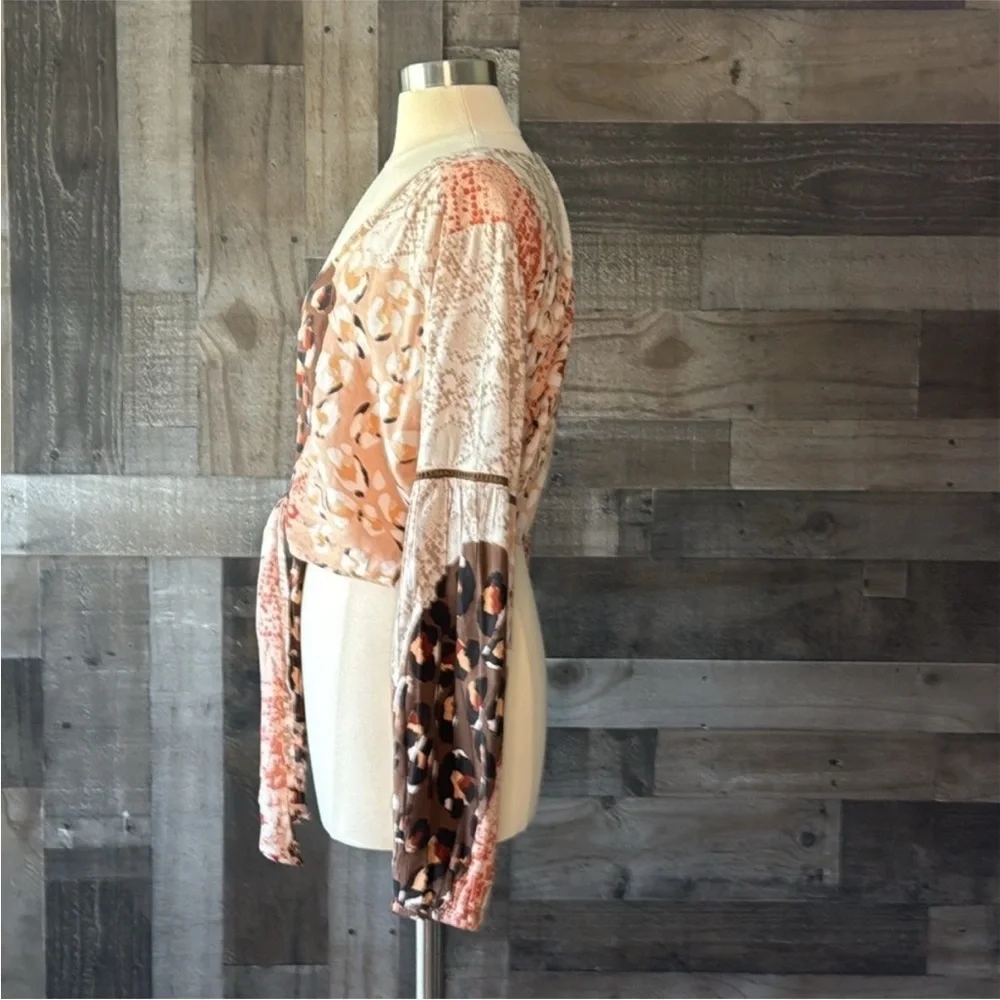 RAGA front tie top medium wanderlust festival boho chic earthtone animal print - Picture 7 of 12